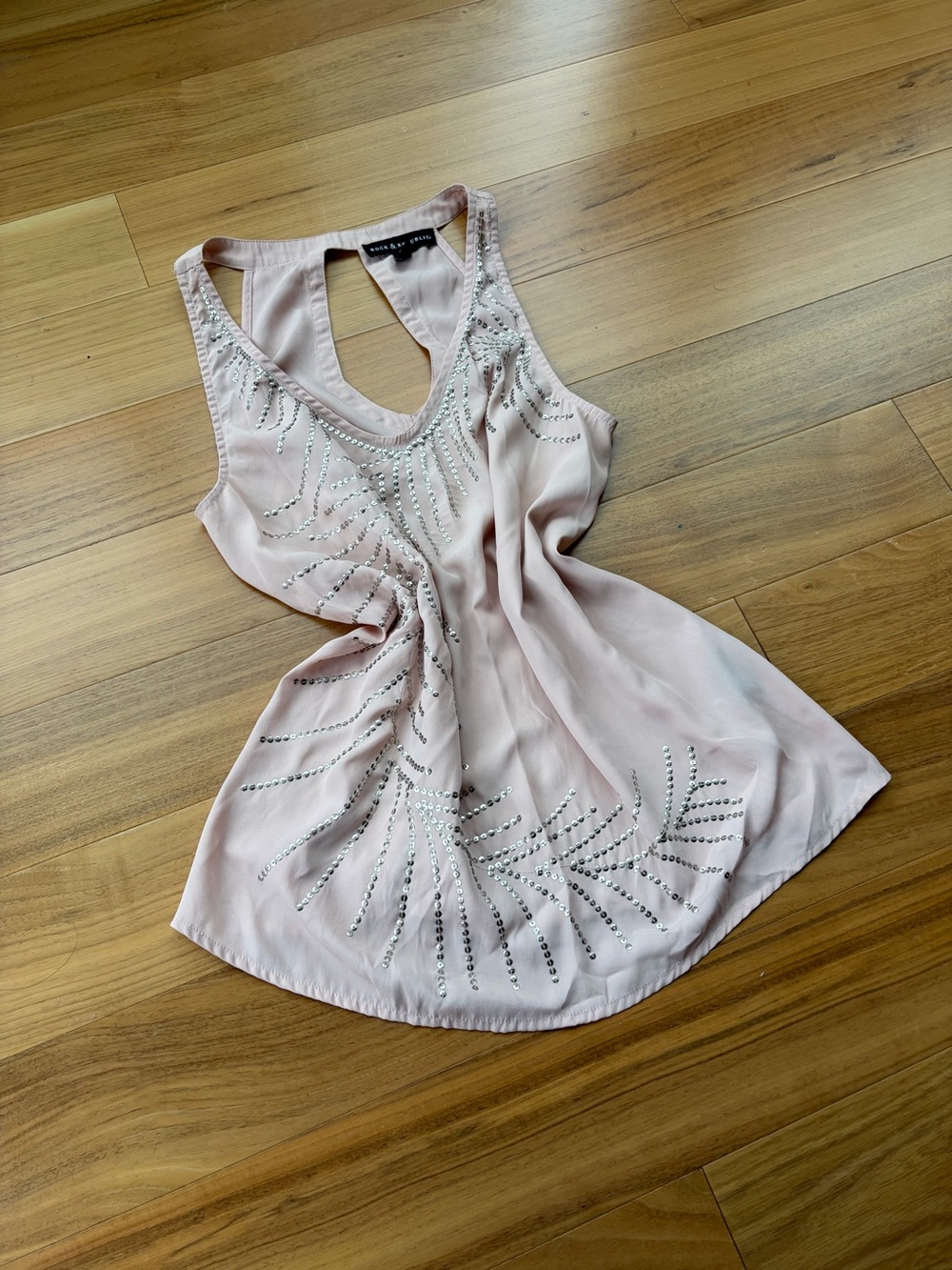 Sequin Light Pink Sleeveless Blouse